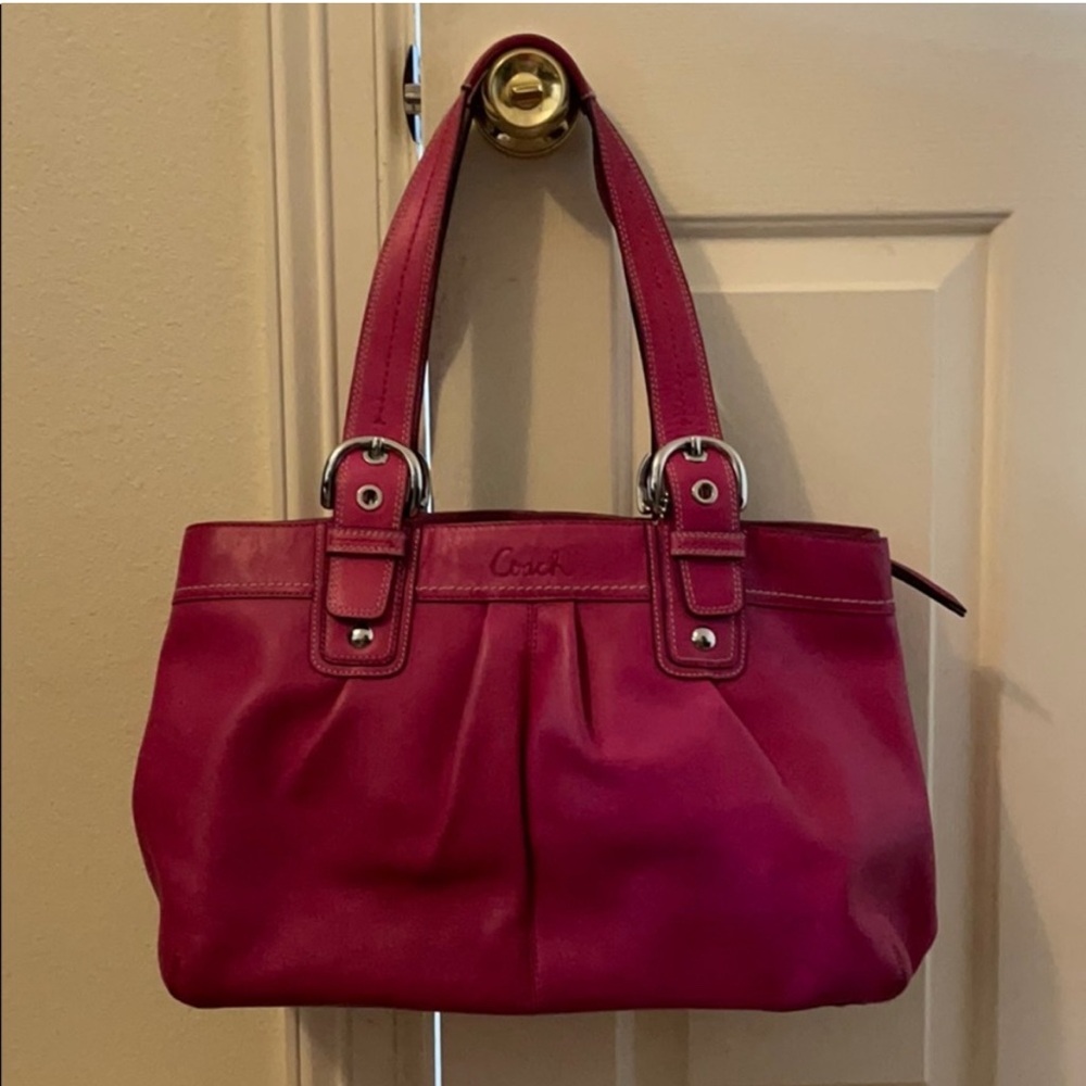 Coach Fuchsia Leather Shoulder Bag